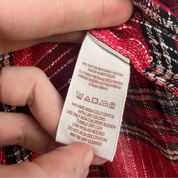 Free People Sequin Embellished Plaid Holiday Oversized Top - Picture 5 of 6